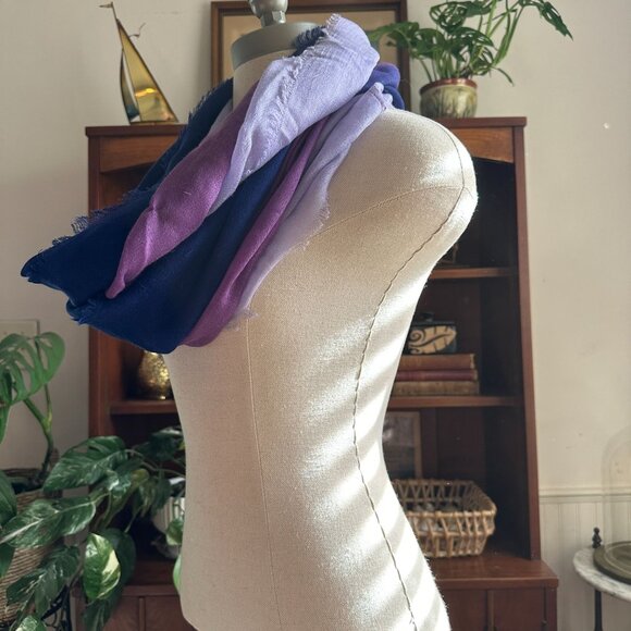 Blue & Purple Gradient Infinity Scarf Cowl Neck 100% Acrylic Lightweight & Soft - Picture 3 of 4